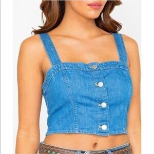 Levi's Blue Denim Button-Up Corset Top